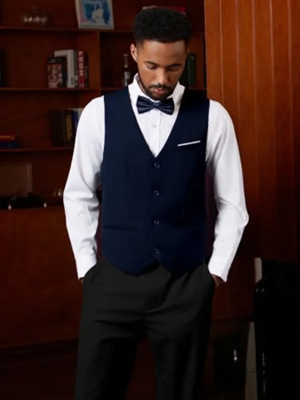 Men's Slim Fit Suit Vest 4-Button Single Breasted Waistcoat Business Casual